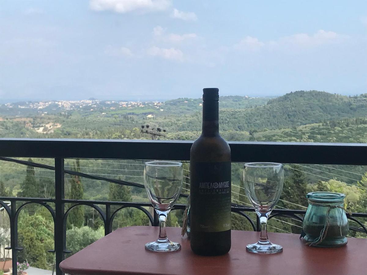 Schoenes Familienappartement In Pelekas, Corfu Mit Meerblick Exteriör bild