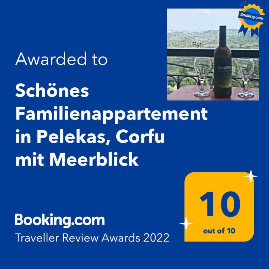 Schoenes Familienappartement In Pelekas, Corfu Mit Meerblick Exteriör bild